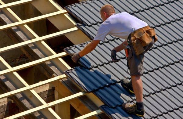 Roofer at work