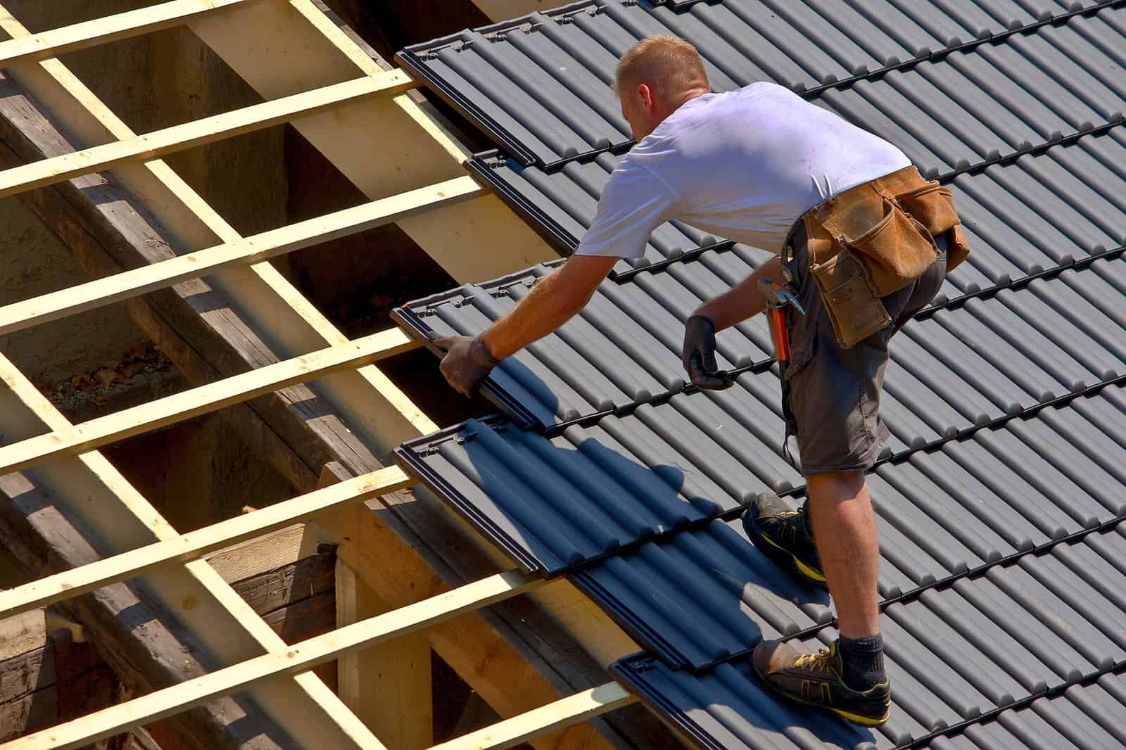 Roofer at work