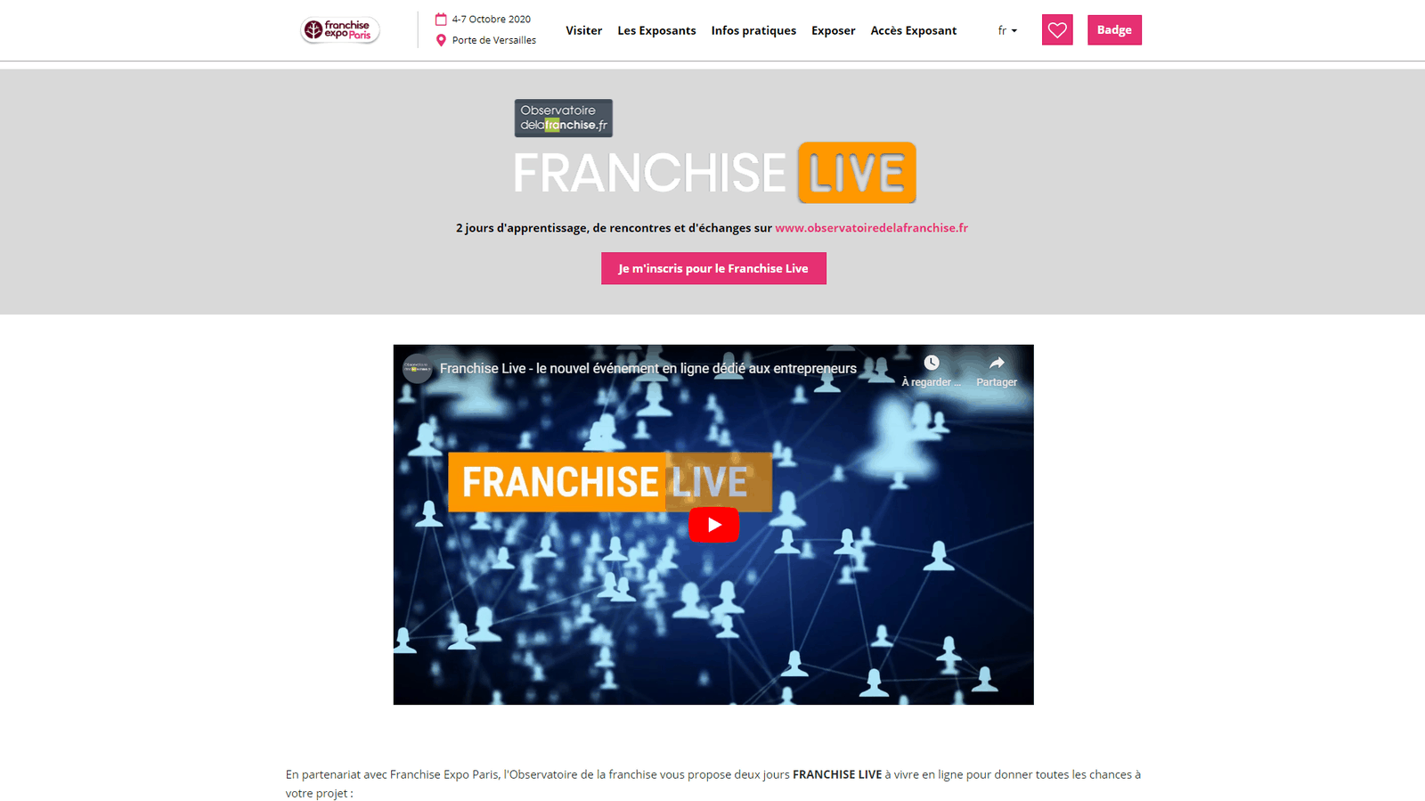 Franchise Live les 3 et 4 juin : deux jours pour échanger en ligne avec des franchiseurs