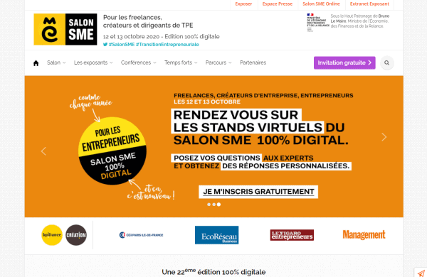 Salon SME virtuel lundi 12 et mardi 13 octobre 2020