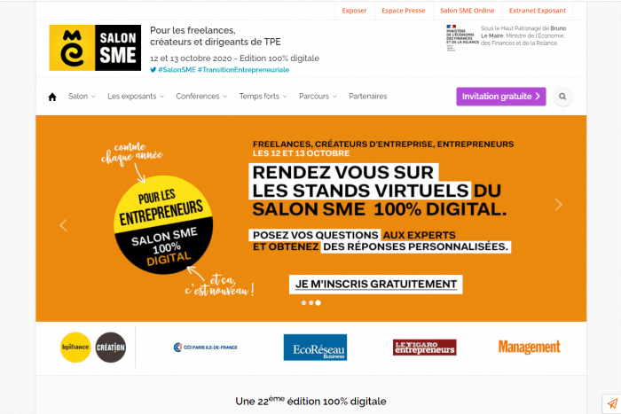 Salon SME virtuel lundi 12 et mardi 13 octobre 2020