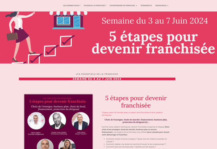 Cycles de conférences pour devenir franchisée