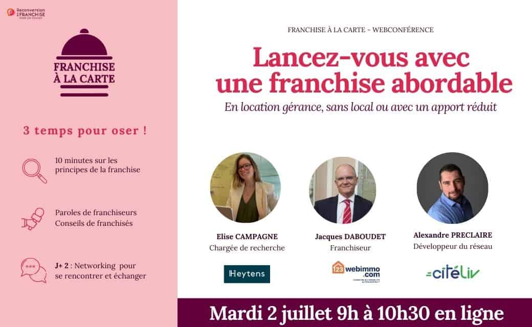 Une conférence en ligne pour se lancer en franchise avec peu d’apport personnel