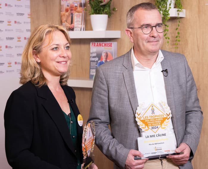 Sylvia Touboulic Barreteau, Directrice Générale Déléguée en charge du pôle franchise, et David Giraudeau, Directeur Général de La Mie Câline