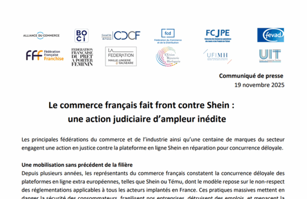 Douze fédérations du commerce et de l’industrie et une centaine de marques intentent une action judiciaire contre Shein