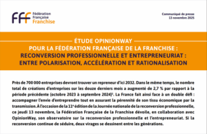 La Fédération Française de la Franchise vient de dévoiler une nouvelle étude réalisée par l’institut OpinionWay
