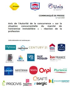 Professionnels de l'immobilier - Autorité de la concurrence - Juin 2023